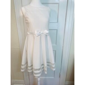 Calvin Klein Fit and Flare Sleeveless White Dress Mesh Bachelorette / Size 10-12